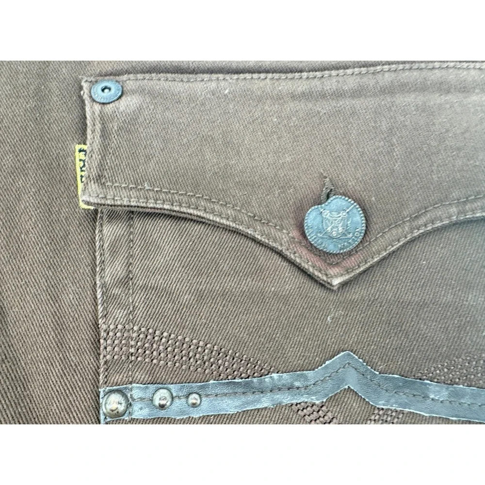 Y2K Parish‎ Brown Jeans 44 Straight Leg Cotton Casual Pants Hip Hop Button Fly